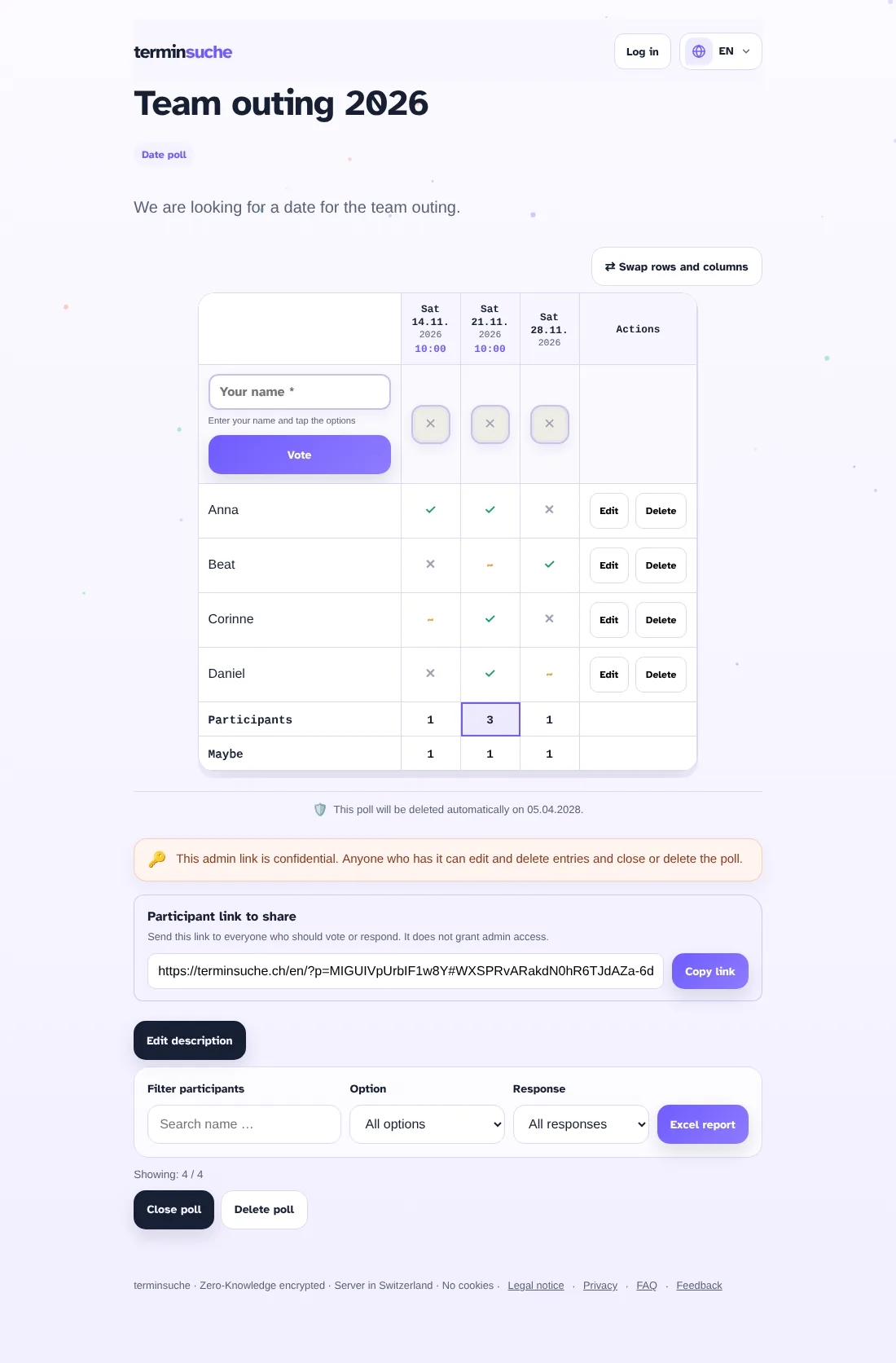 Admin view with tools