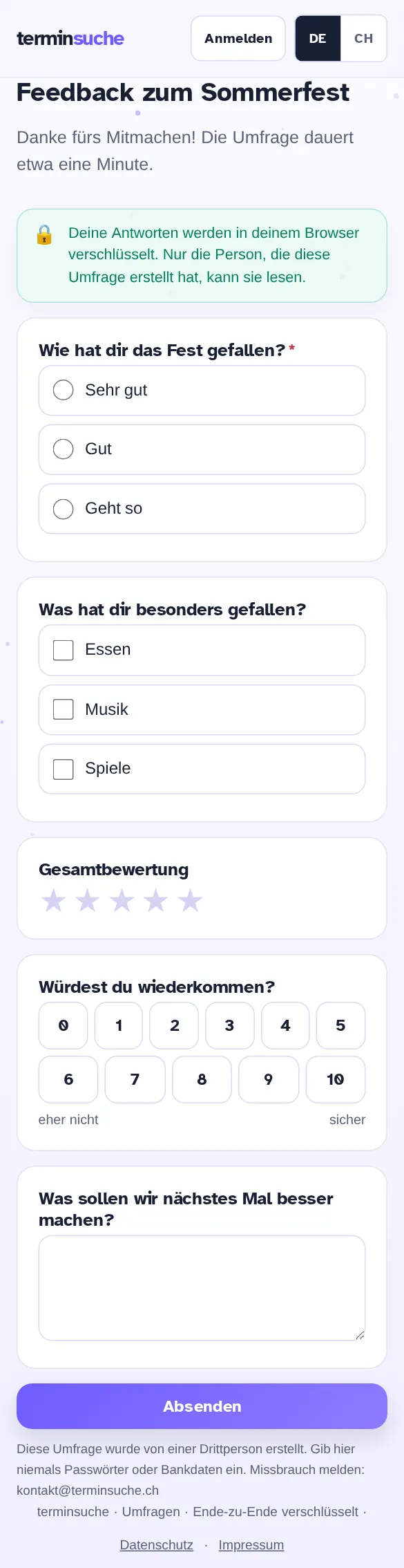 Fragebogen am Smartphone ausfüllen