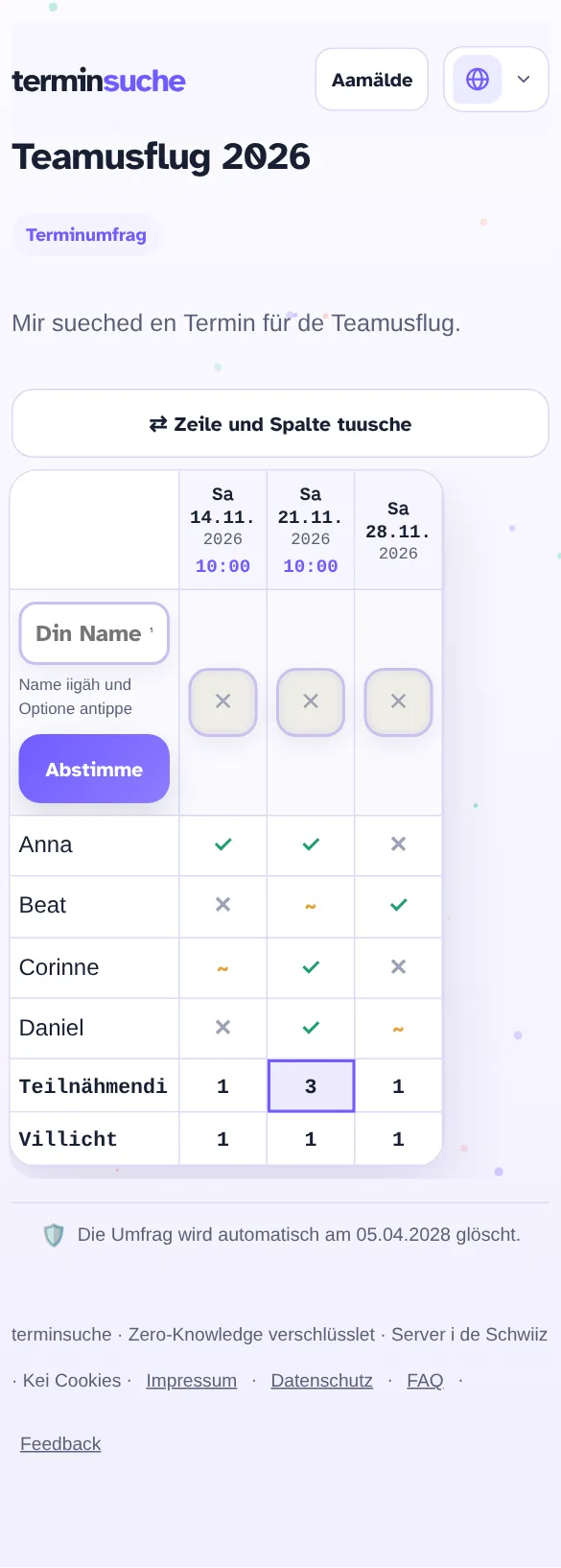 Abstimme uf em Handy